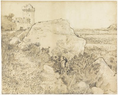 Landscape at Montmajour Abbey in Arles by Vincent van Gogh